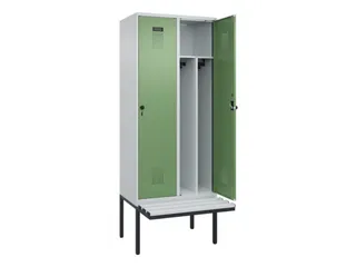 locker met bank,voor scheiding van kleding,HxBxD 2120x800x815mm,2vak - 1