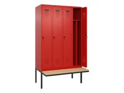 locker met bank,voor scheiding van kleding,HxBxD 2120x1200x815mm,4vak