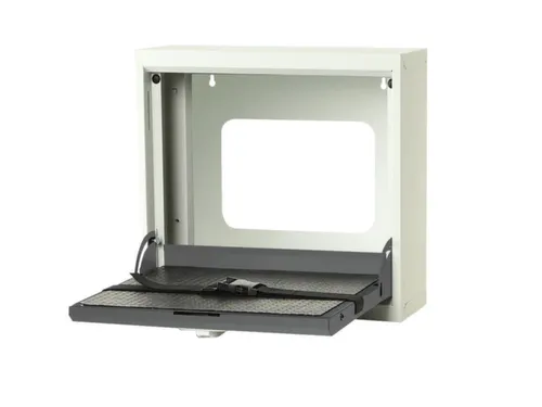 hangkast,v. laptops,HxBxD 410x500x150mm,klapdeur,slot,romp RAL7035