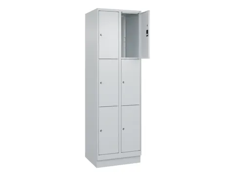 lockerkast,HxBxD 1950x600x500mm,2x3vakken,vak B 300mm,cil.-slot,sokkel