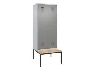 locker met bank,voor scheiding van kleding,HxBxD 2120x800x815mm,2vak - 2