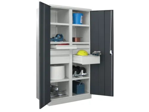 systeemkast,HxBxD 1950x1040x630mm,6xStalen bodem,RAL7035,front RAL7016