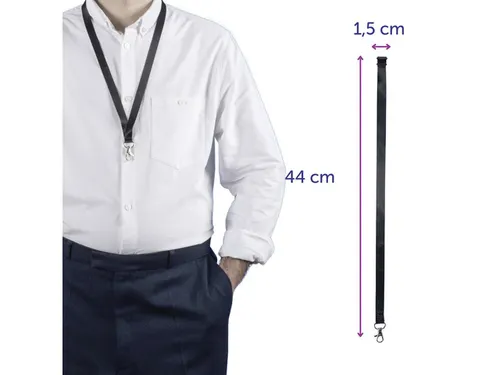 Lanyard Avery rPET zwart 440x15mm met karabijnhaak 10 stuks