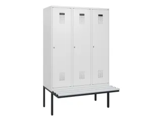 locker met bank,HxBxD 1950x1200x815mm,3vak,vak B 400mm,cilinderslot - 2