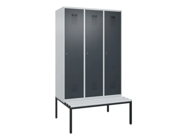 locker met bank,voor scheiding van kleding,HxBxD 2120x1200x815mm,3vak