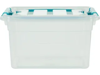 Carry Box opbergdoos 13 liter transparant met blauwe handvat - 1