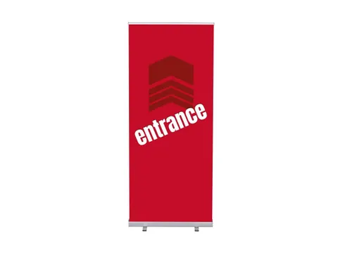Roll-Banner 85x200 complete set met print "Entrance" Rood
