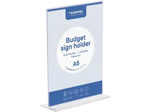 Kaarthouder A5 Glashelder Polystyreen T-Stand
