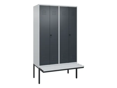 PBM-locker met bank,HxBxD 2120x1200x815mm,4vak,vak B 300mm