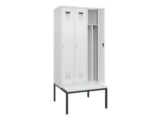 locker met bank,voor scheiding van kleding,HxBxD 2120x900x815mm,3vak - 1