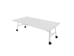 klaptafel,HxBxD 750x2400x1200mm,hoekig,4voeten wit,ovale buis,blad wit