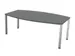 vergadertafel HxBxD 74x200x120cm vatvormig MS-donkergrijs 4voeten Alu