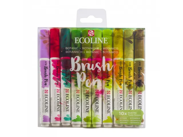 Brushpen Talens Ecoline set botanisch blister à 10 stuks assorti