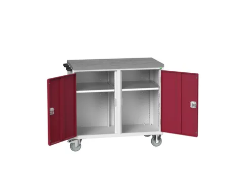 montagetafel 980x1050x600mm linoleumblad 2 kasten front RAL3004