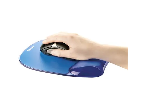 Muismat met polssteun Fellowes Crystals gel transparant blauw