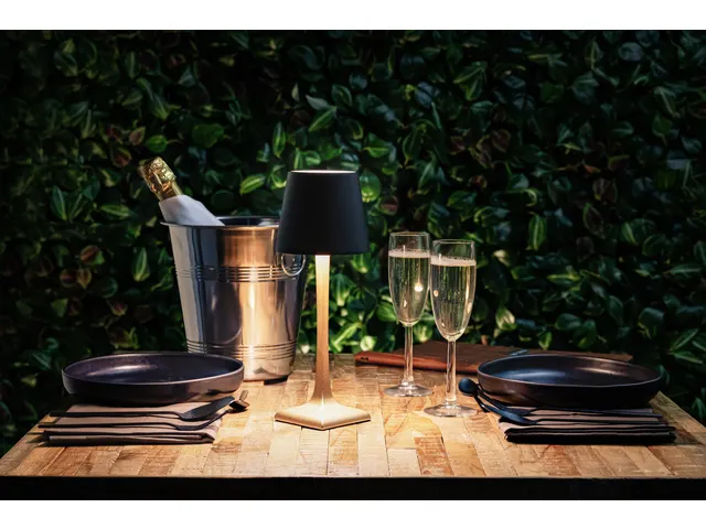 Lampe de table Securit Roma LED rechargeable dimmable noir-or