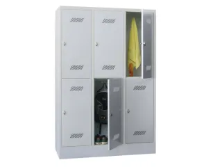 dubbeldekse locker,HxBxD 1850x1200x500mm,3x2vak.,RAL7035,front RAL5010 - 1