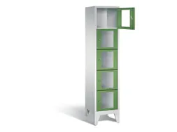 Lockerkast 1850x420x500mm 1x5 vakken Cilinderslot Poten, RAL6011