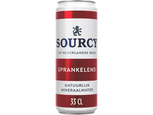 Sourcy mineraalwater rood licht bruisend blik 33cl 24 stuks