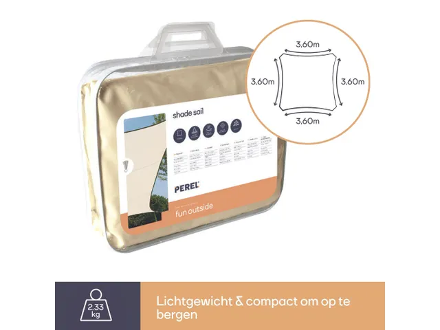 Zonnezeil Vierkant 3.6x3.6m Crème