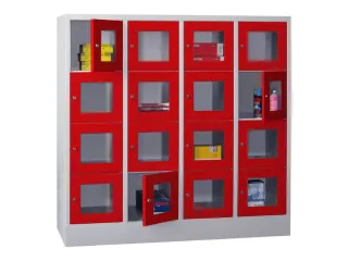 lockerkast,HxBxD 1518x1600x500mm,4x4vakken,RAL7035,front RAL3000 - 2