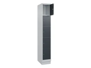 lockerkast,HxBxD 1950x300x500mm,1x5vakken,vak B 300mm,cil.-slot,sokkel - 1