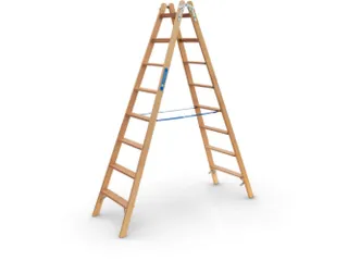 trapladder,beide zijden,2x8sporten,balk L 2,37m,2-dlg.,naaldhout - 1