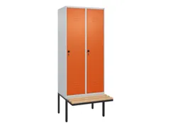 locker met bank,HxBxD 2120x800x815mm,2vak,vak B 400mm,draaigrendel