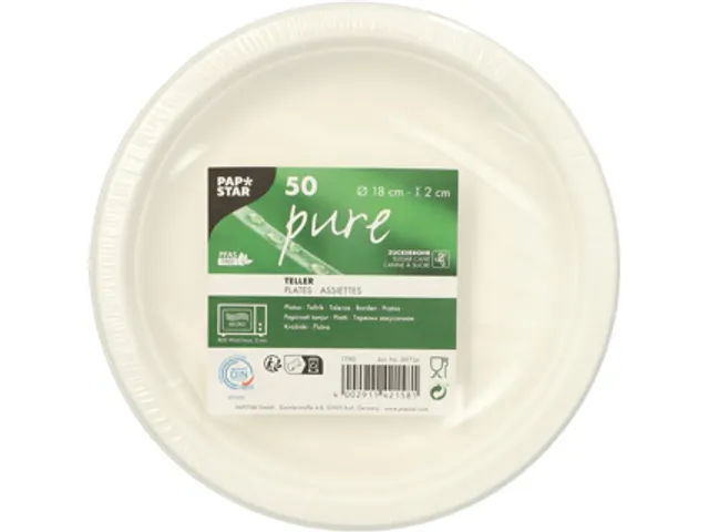 Papstar "Pure" Borden van suikerriet Rond 18cm Wit 50 stuks