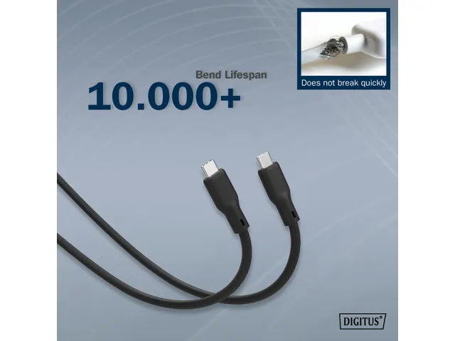 USB siliconen aansluitkabel USB-C USB-C 1m USB 4.0 Gen3 40G 240W 8K