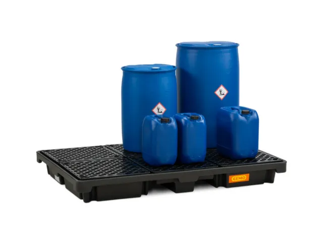 PE-opvangbak,v. 6x200l vat,opvangvol. 220l,HxBxD 200x1860x1260mm