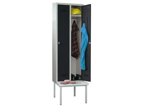 locker met bank,HxBxD 2150x800x500mm,2vak,RAL7035,front RAL7016