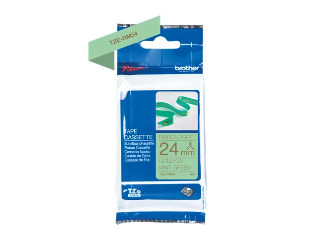 Cassette originale à ruban tissu or sur vert menthe pour étiqueteuse
