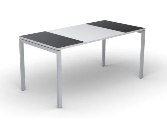 bureau HxBxD 750x1800x800mm blad zwart/wit rechthoekig 4-voeten wit