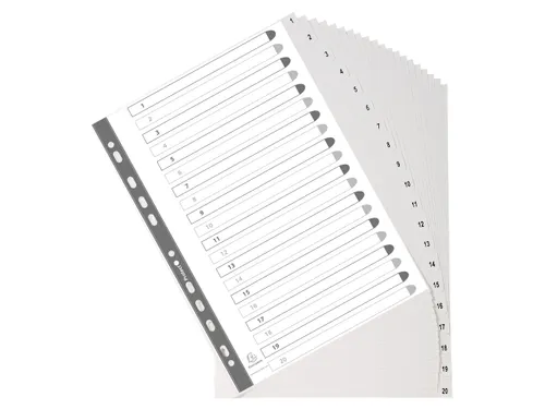 Tab. gerecycled PP A 4 bedrukt 1-20 grijs