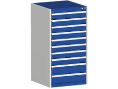 ladekast HxBxD 1200x650x650mm 10laden RAL7035 front RAL5010