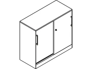 schuifdeurkast,HxBxD 915x1000x440mm,1xStalen bodem,2 OH - 2