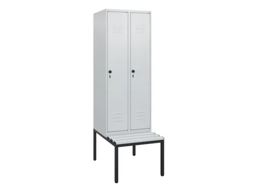 locker met bank,HxBxD 1950x600x815mm,2vak,vak B 300mm,draaigrendel