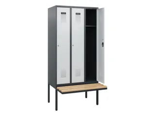 locker met bank,HxBxD 1950x900x815mm,3vak,vak B 300mm,cilinderslot - 1