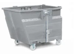 PE-kiepbak,HxLxB 900x1260x960mm,0,6m³,draagverm. 300kg,grijs,Wielen