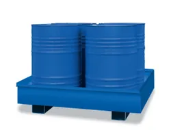 Opvangbak Staal 1325x1320x250mm Voor 4x200l Vaten Rooster Blauw
