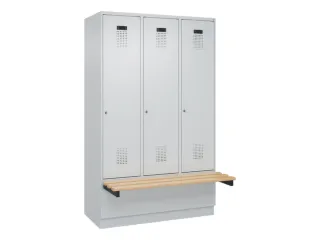 locker met bank,HxBxD 1950x1200x815mm,3vak,vak B 400mm,cilinderslot - 2
