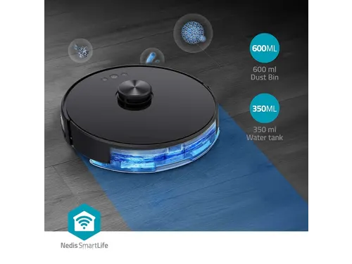 Robotstofzuiger Nedis wifi laser 3-in-1 zwart