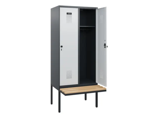 locker met bank,HxBxD 1950x800x815mm,2vak,vak B 400mm,draaigrendel