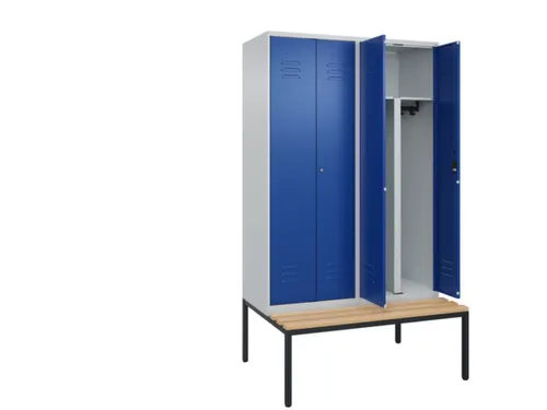 PBM-locker met bank,HxBxD 2120x1200x815mm,4vak,vak B 300mm,cil.-slot