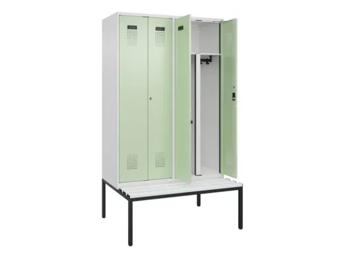 PBM-locker met bank,HxBxD 2120x1200x815mm,4vak,vak B 300mm