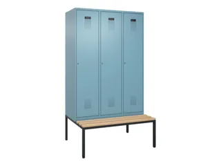 locker met bank,HxBxD 2120x1200x815mm,3vak,vak B 400mm,cilinderslot - 2