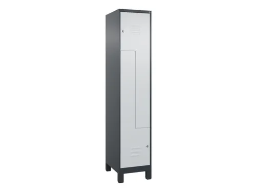 Z-garderobekast,HxBxD 1950x400x500mm,vak B 200/400mm,cil.-slot,voeten