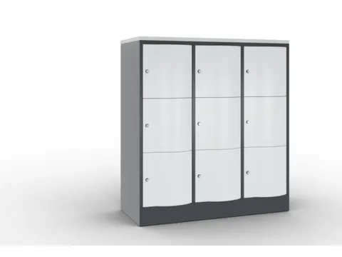 lockerkast cil.slot 1255x1150x540mm 3x3 vakken RAL7021 front RAL7035