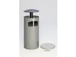Combi-asbak H x Ø 1110x445mm 2inworpopeningen dak staal zilverkleurig